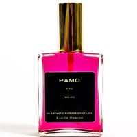 PAMO8020 pink glass eau de parfum bottle with gold cap